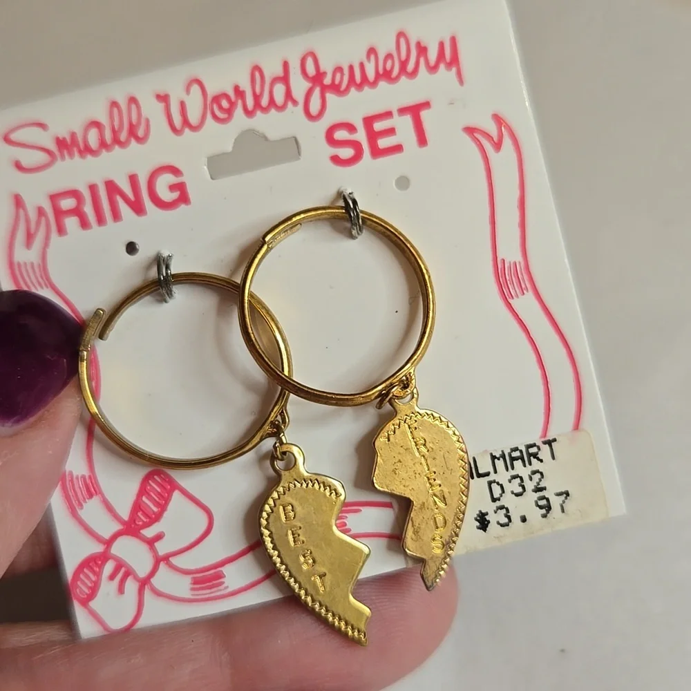 Vintage 90s NWT Best Friends Friendship Ring 2 Sets & 3 Matching Friends Rings